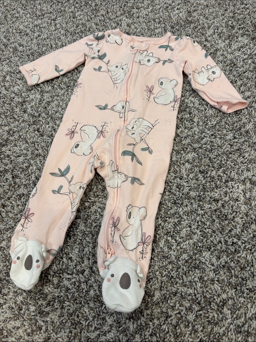 Carter's Light Pink Koala Footed One-Piece
